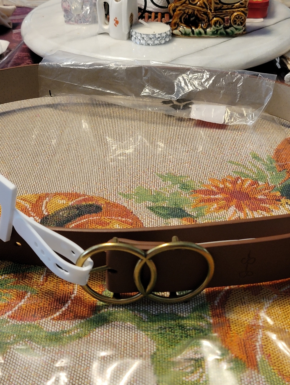 Jessica Simpson Brown Women's Double-Ring Belt with Gold Buckle